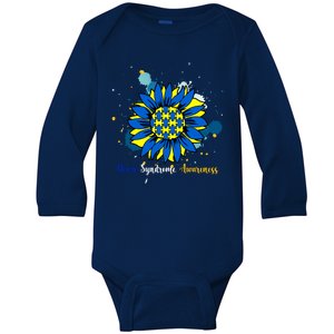 Down Syndrome Awareness Sunflower Baby Long Sleeve Bodysuit