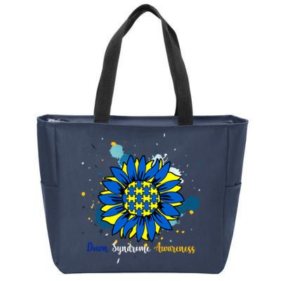 Down Syndrome Awareness Sunflower Zip Tote Bag