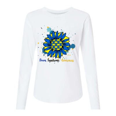 Down Syndrome Awareness Sunflower Womens Cotton Relaxed Long Sleeve T-Shirt