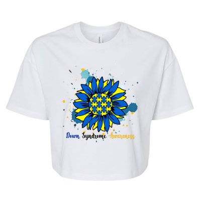 Down Syndrome Awareness Sunflower Bella+Canvas Jersey Crop Tee