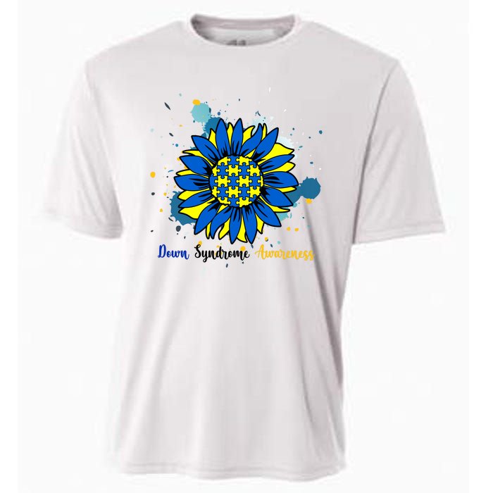 Down Syndrome Awareness Sunflower Cooling Performance Crew T-Shirt