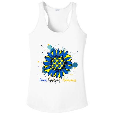 Down Syndrome Awareness Sunflower Ladies PosiCharge Competitor Racerback Tank