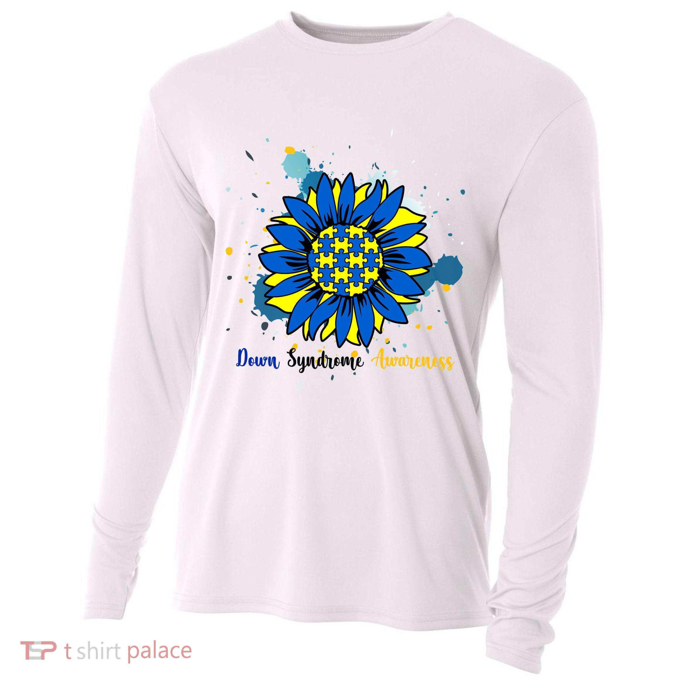Down Syndrome Awareness Sunflower Cooling Performance Long Sleeve Crew