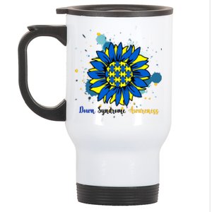 Down Syndrome Awareness Sunflower Stainless Steel Travel Mug