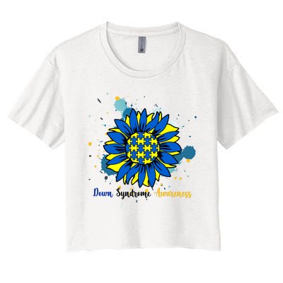 Down Syndrome Awareness Sunflower Women's Crop Top Tee