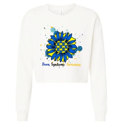 Down Syndrome Awareness Sunflower Cropped Pullover Crew