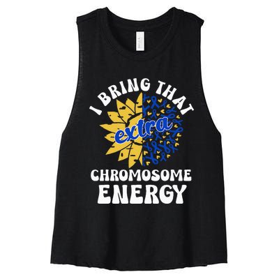 Down Syndrome Awareness Trisomy 21 Flower Women's Racerback Cropped Tank