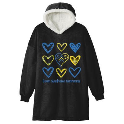 Down Syndrome Awareness Heart Lover Supporter Hooded Wearable Blanket