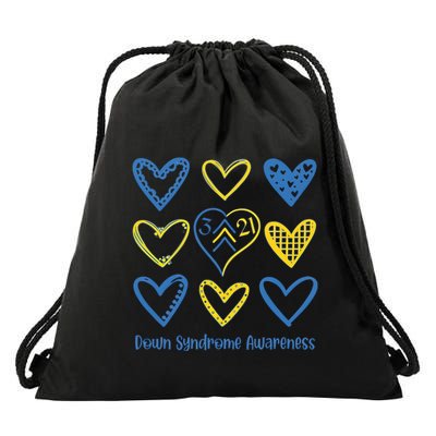 Down Syndrome Awareness Heart Lover Supporter Drawstring Bag
