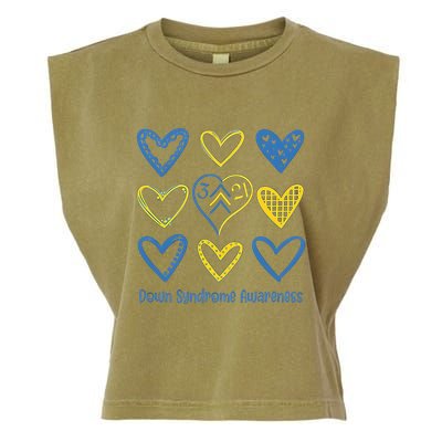 Down Syndrome Awareness Heart Lover Supporter Garment-Dyed Women's Muscle Tee