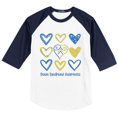 Down Syndrome Awareness Heart Lover Supporter Baseball Sleeve Shirt