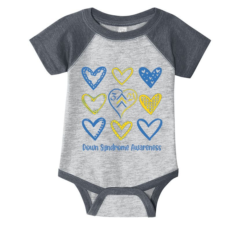 Down Syndrome Awareness Heart Lover Supporter Infant Baby Jersey Bodysuit