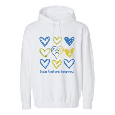 Down Syndrome Awareness Heart Lover Supporter Garment-Dyed Fleece Hoodie