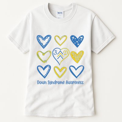 Down Syndrome Awareness Heart Lover Supporter Tall T-Shirt