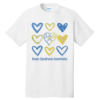 Down Syndrome Awareness Heart Lover Supporter Tall T-Shirt