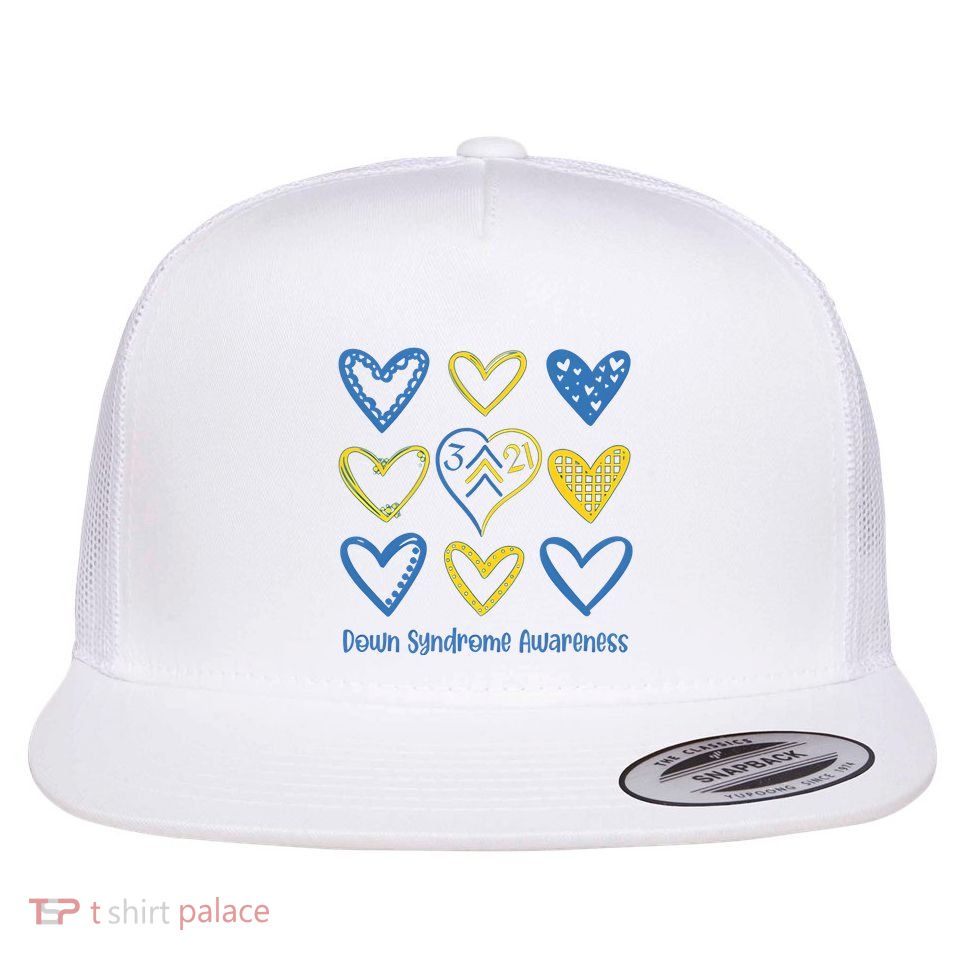 Down Syndrome Awareness Heart Lover Supporter Flatbill Hat