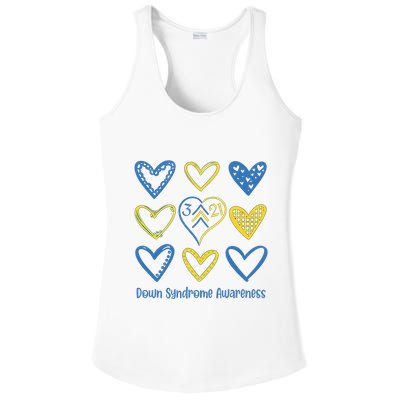 Down Syndrome Awareness Heart Lover Supporter Ladies PosiCharge Competitor Racerback Tank