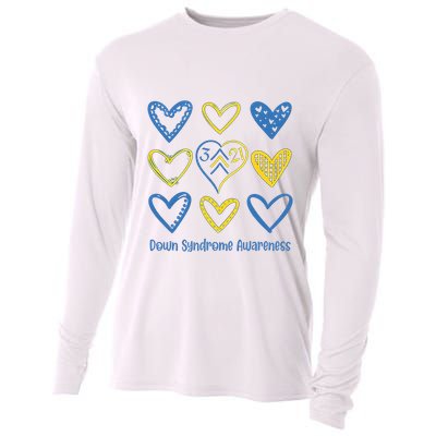 Down Syndrome Awareness Heart Lover Supporter Cooling Performance Long Sleeve Crew