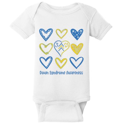 Down Syndrome Awareness Heart Lover Supporter Baby Bodysuit