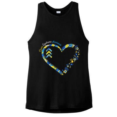 Down Syndrome Awareness Heart Down Right Perfect 321 T21 Ladies PosiCharge Tri-Blend Wicking Tank