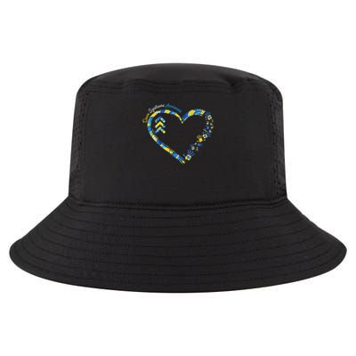 Down Syndrome Awareness Heart Down Right Perfect 321 T21 Cool Comfort Performance Bucket Hat