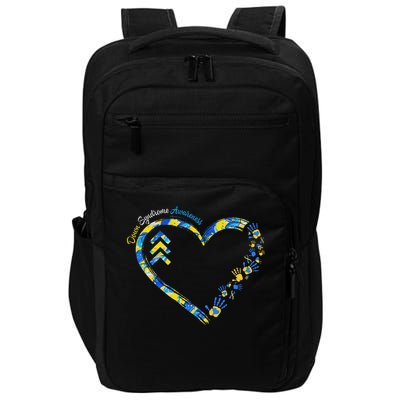 Down Syndrome Awareness Heart Down Right Perfect 321 T21 Impact Tech Backpack