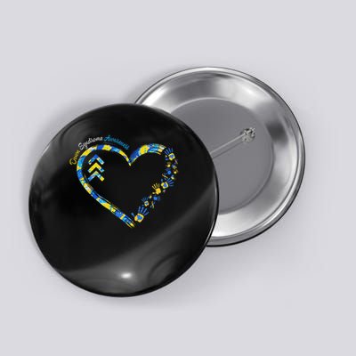 Down Syndrome Awareness Heart Down Right Perfect 321 T21 Button