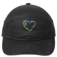 Down Syndrome Awareness Heart Down Right Perfect 321 T21 7-Panel Snapback Hat