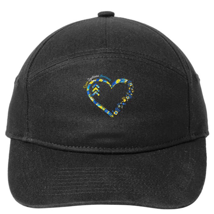 Down Syndrome Awareness Heart Down Right Perfect 321 T21 7-Panel Snapback Hat