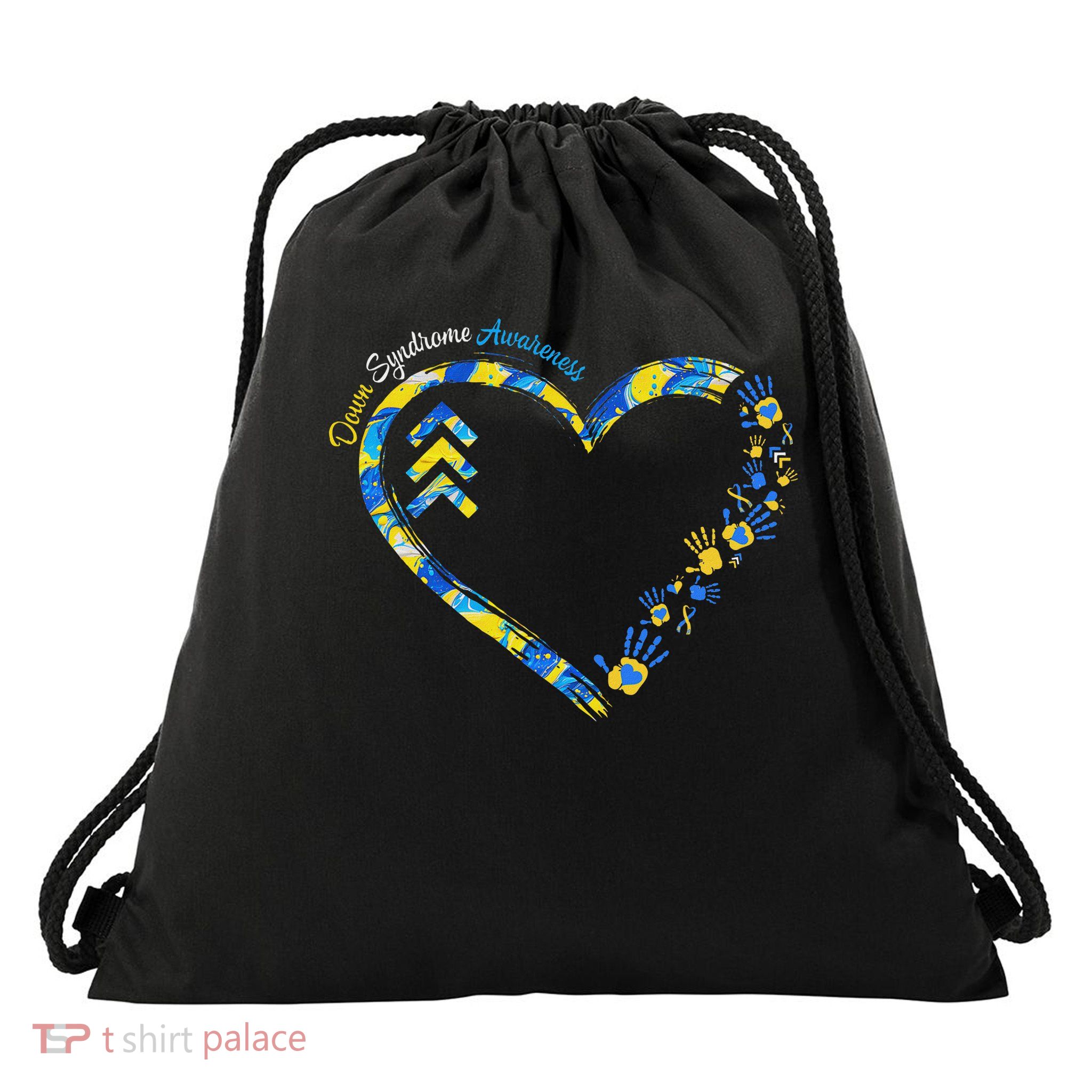 Down Syndrome Awareness Heart Down Right Perfect 321 T21 Drawstring Bag