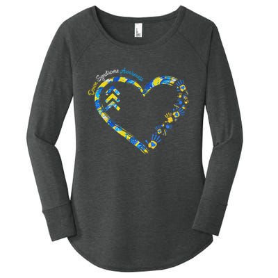 Down Syndrome Awareness Heart Down Right Perfect 321 T21 Women's Perfect Tri Tunic Long Sleeve Shirt