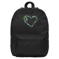 Down Syndrome Awareness Heart Down Right Perfect 321 T21 16 in Basic Backpack