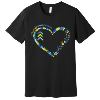 Down Syndrome Awareness Heart Down Right Perfect 321 T21 Premium T-Shirt