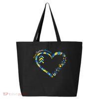 Down Syndrome Awareness Heart Down Right Perfect 321 T21 25L Jumbo Tote