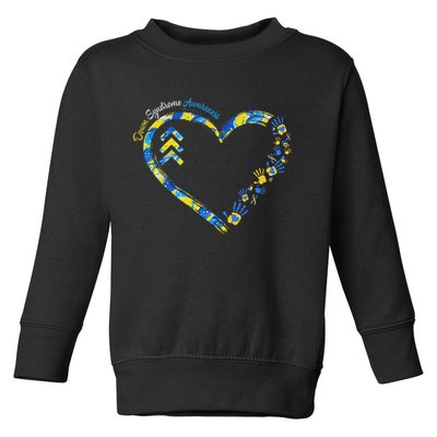 Down Syndrome Awareness Heart Down Right Perfect 321 T21 Toddler Sweatshirt