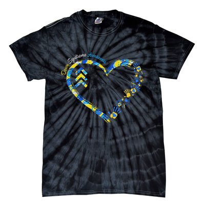 Down Syndrome Awareness Heart Down Right Perfect 321 T21 Tie-Dye T-Shirt