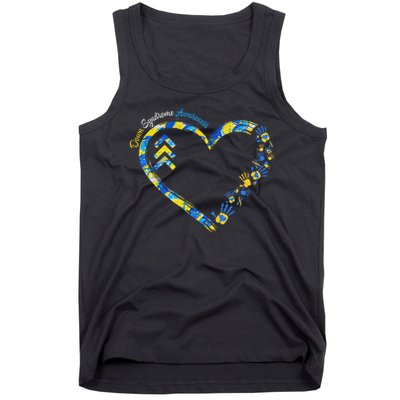 Down Syndrome Awareness Heart Down Right Perfect 321 T21 Tank Top
