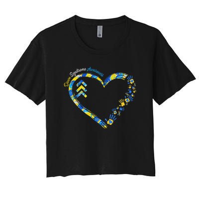 Down Syndrome Awareness Heart Down Right Perfect 321 T21 Crop Top