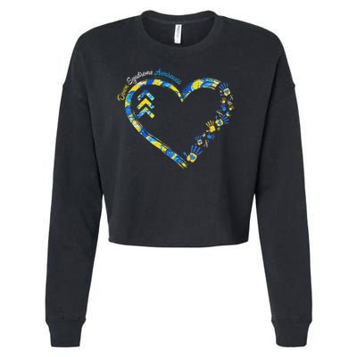 Down Syndrome Awareness Heart Down Right Perfect 321 T21 Cropped Pullover Crew