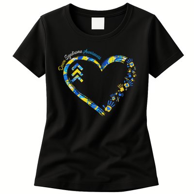 Down Syndrome Awareness Heart Down Right Perfect 321 T21 Womens T-Shirt