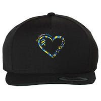 Down Syndrome Awareness Heart Down Right Perfect 321 T21 Wool Snapback Cap