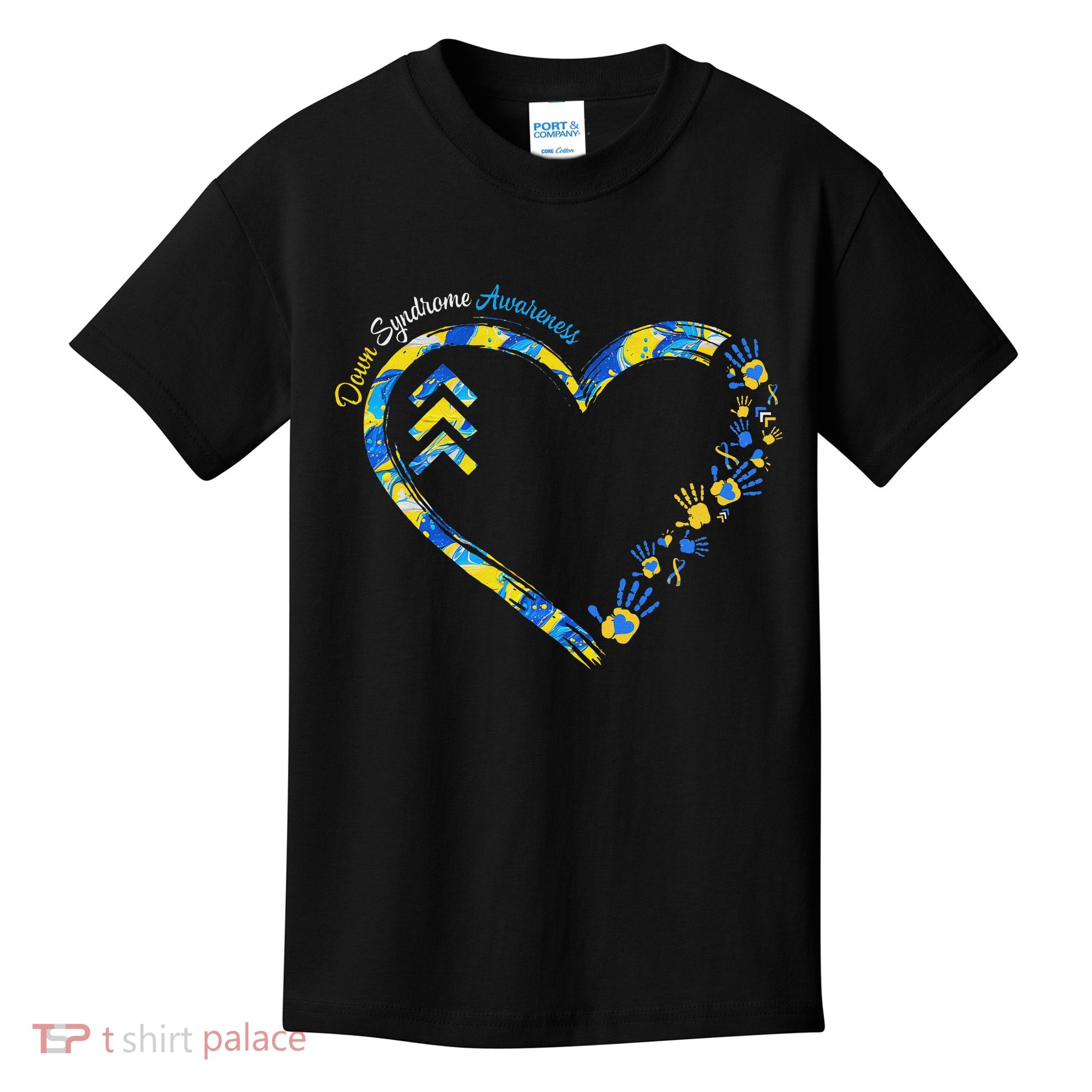 Down Syndrome Awareness Heart Down Right Perfect 321 T21 Kids T-Shirt