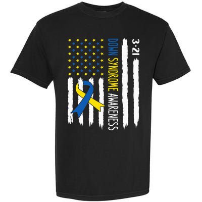 Down Syndrome Awareness Us Flag Trisomy 21 Garment-Dyed Heavyweight T-Shirt