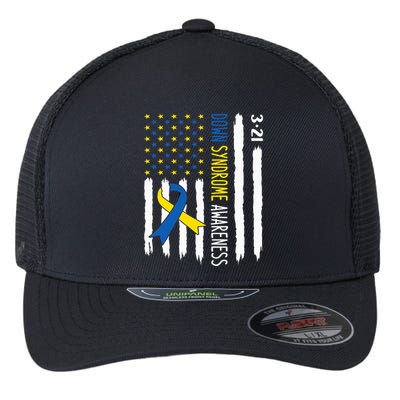 Down Syndrome Awareness Us Flag Trisomy 21 Flexfit Unipanel Trucker Cap