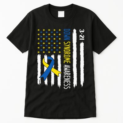 Down Syndrome Awareness Us Flag Trisomy 21 Tall T-Shirt