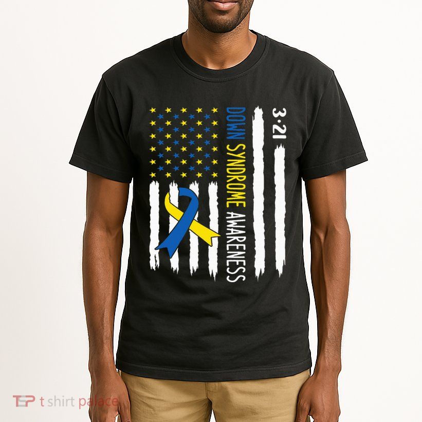 Down Syndrome Awareness Us Flag Trisomy 21 Tall T-Shirt