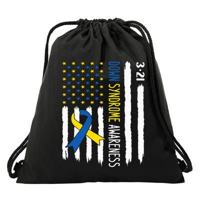 Down Syndrome Awareness Us Flag Trisomy 21 Drawstring Bag