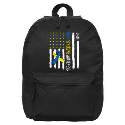 Down Syndrome Awareness Us Flag Trisomy 21 16 in Basic Backpack