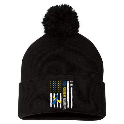 Down Syndrome Awareness Us Flag Trisomy 21 Pom Pom 12in Knit Beanie