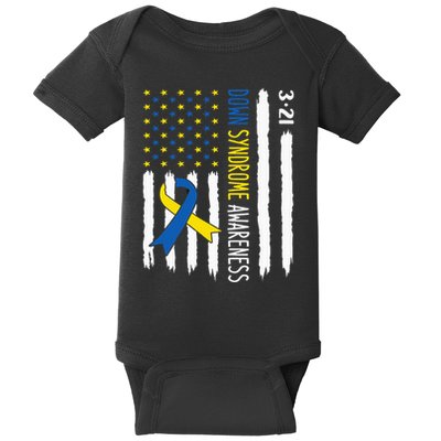 Down Syndrome Awareness Us Flag Trisomy 21 Baby Bodysuit